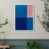Blush and Azure I - Contemporary Artistry Meticulously Crafted with Woven Threads